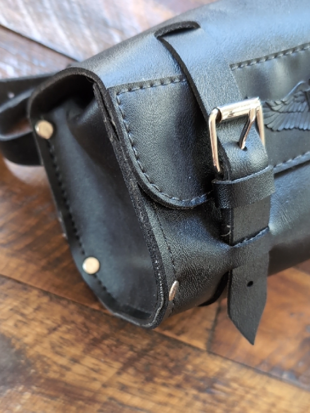 Harley-Davidson Black Motorcycle Handlebar Fork Bag with Buckle Straps - Picture 4 of 16